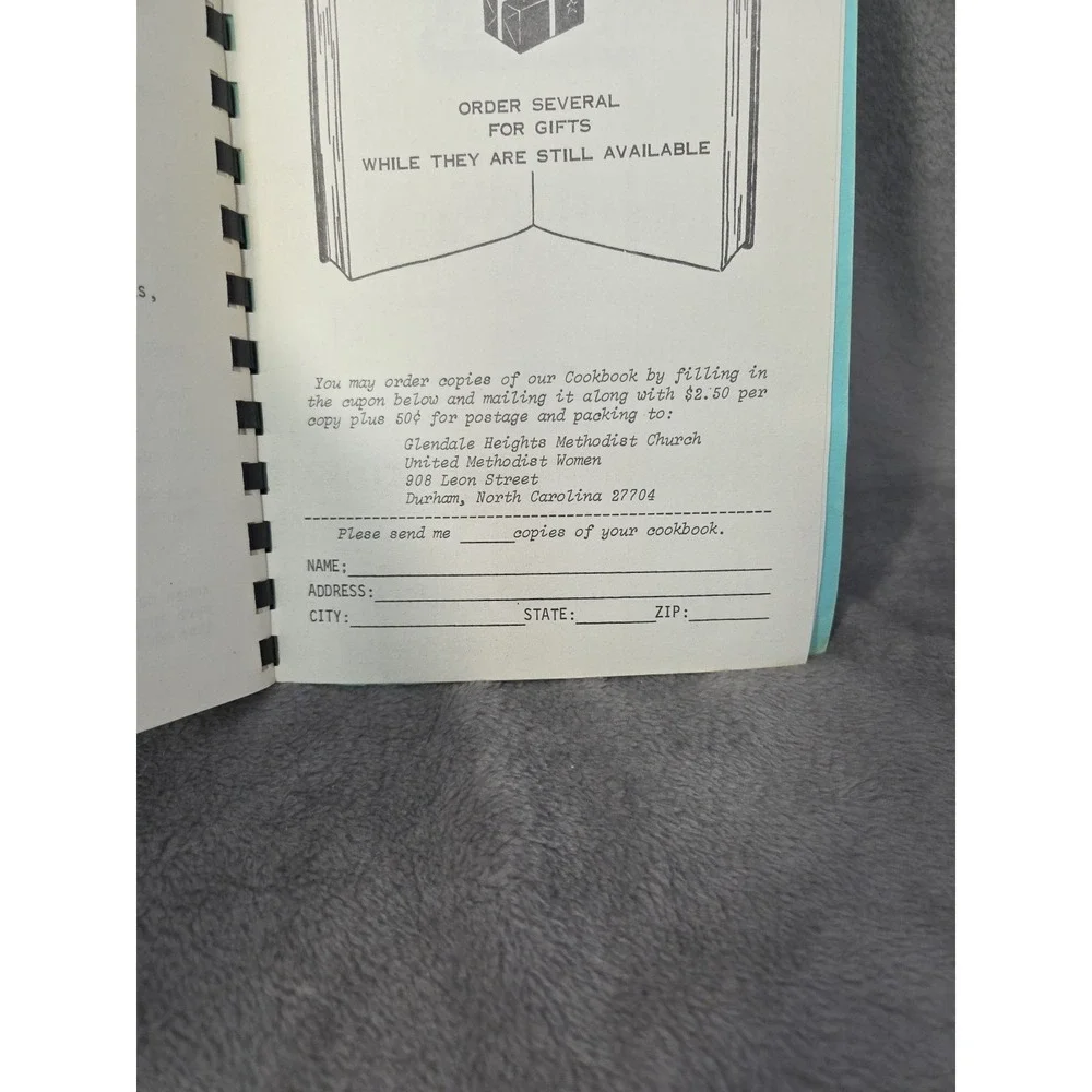 Glendale Heights UMC United Methodist Church Cookbook Durham,‎ NC 1973 LOCAL